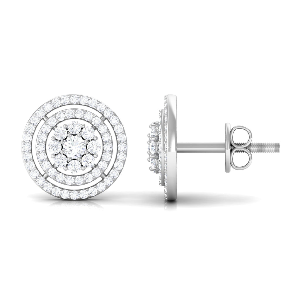 Flower Inspired Diamond Halo Stud Earrings