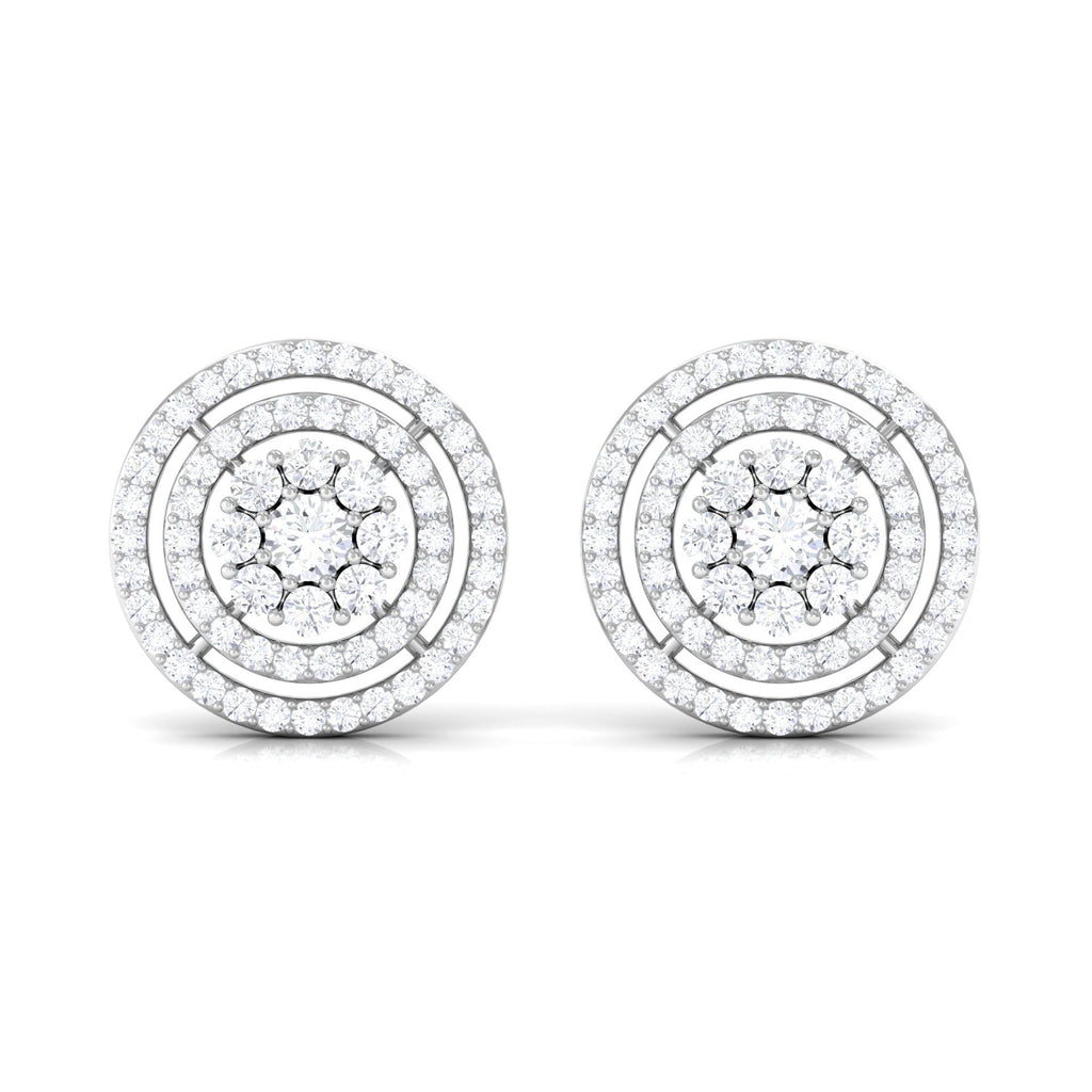 Flower Inspired Diamond Halo Stud Earrings