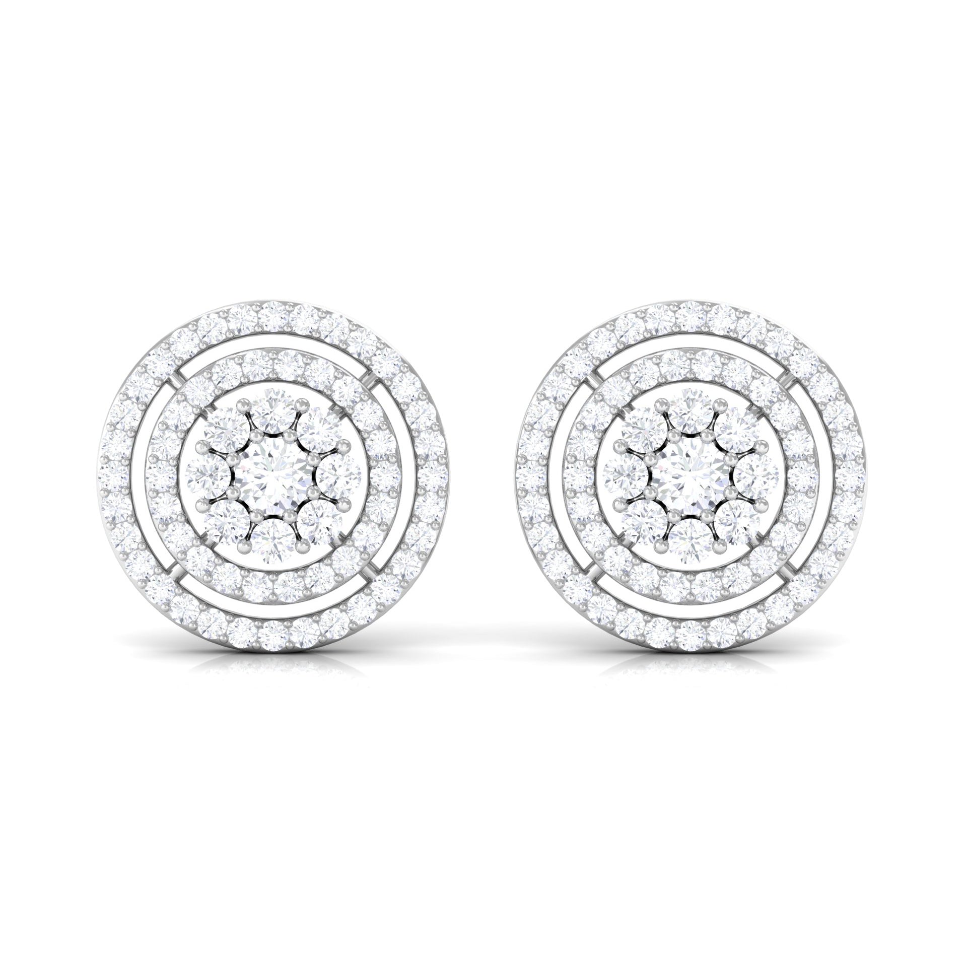 Flower Inspired Diamond Halo Stud Earrings