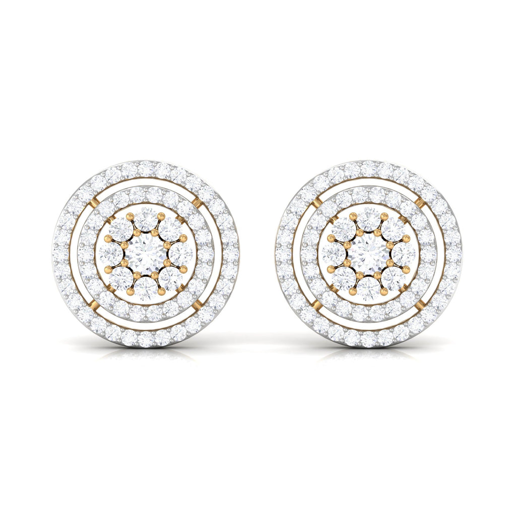 Flower Inspired Diamond Halo Stud Earrings