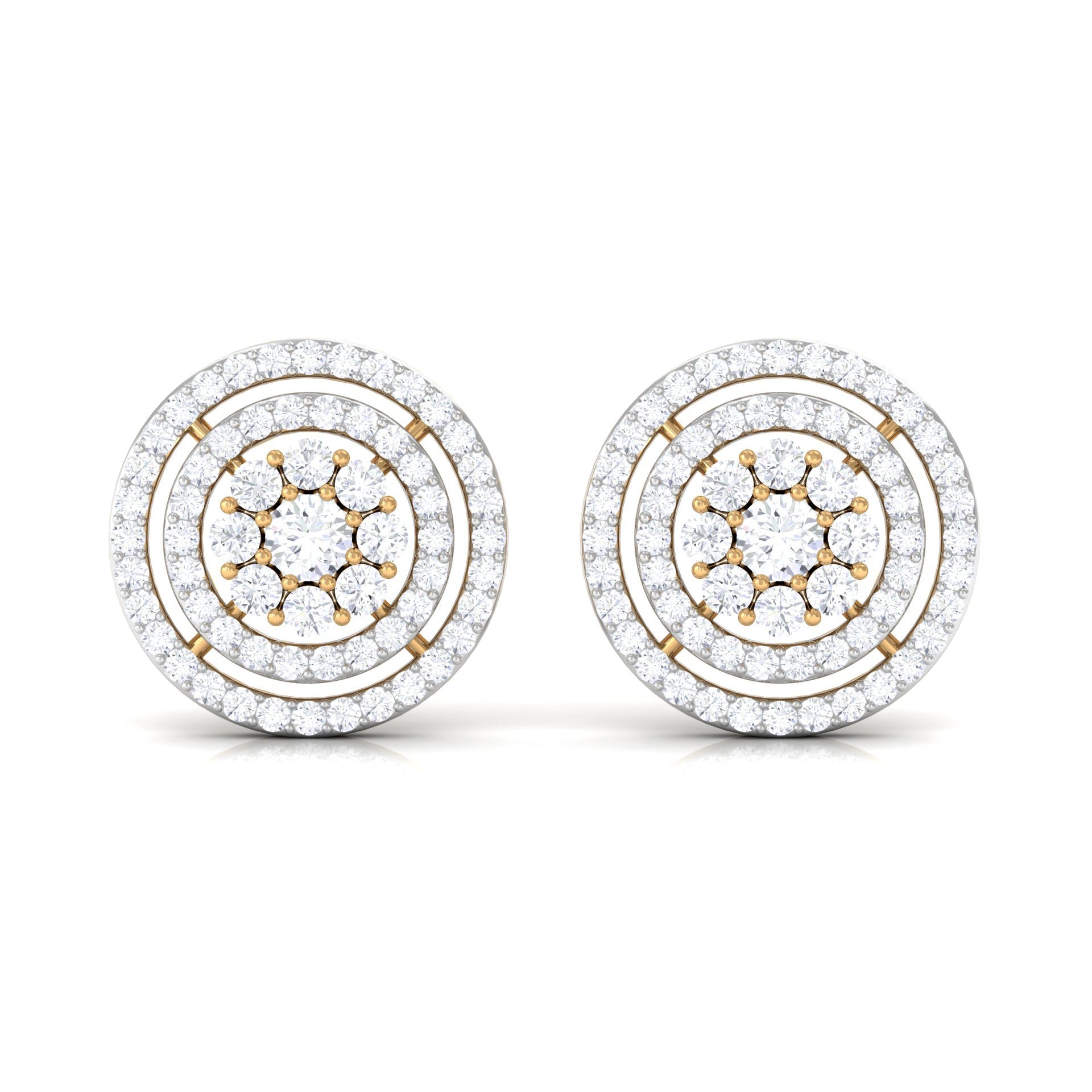 Flower Inspired Diamond Halo Stud Earrings