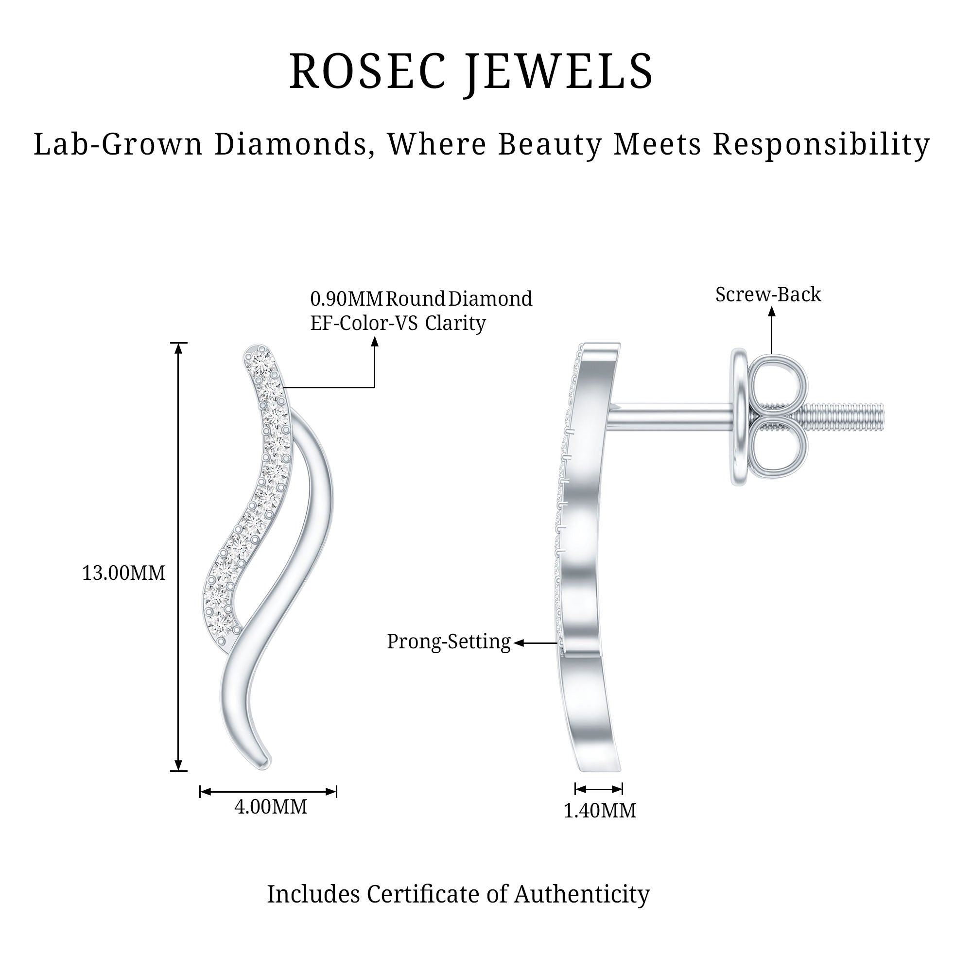 Prong Set Diamond Leaf Stud Earrings for Women