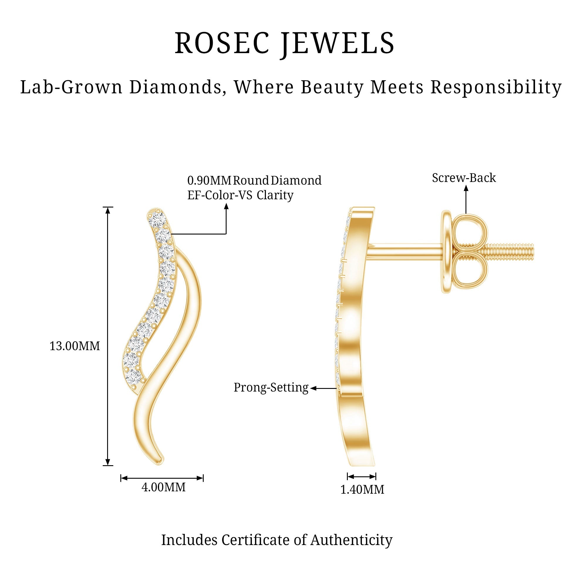 Prong Set Diamond Leaf Stud Earrings for Women