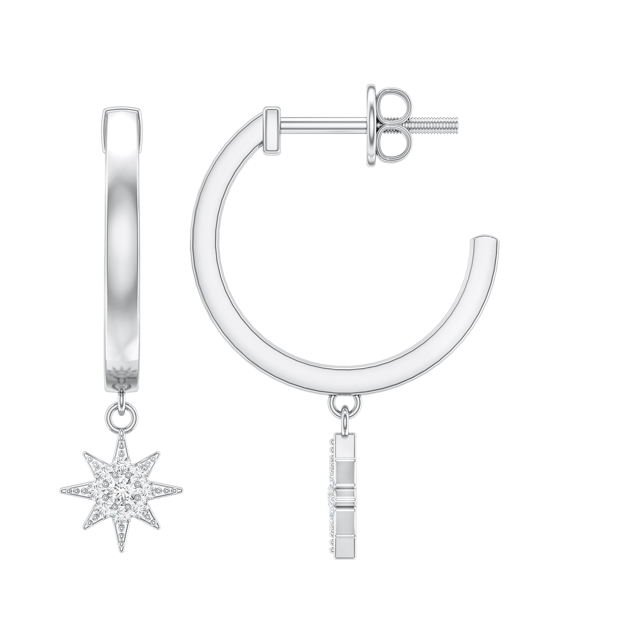 Certified Diamond Star Drop Earrings
