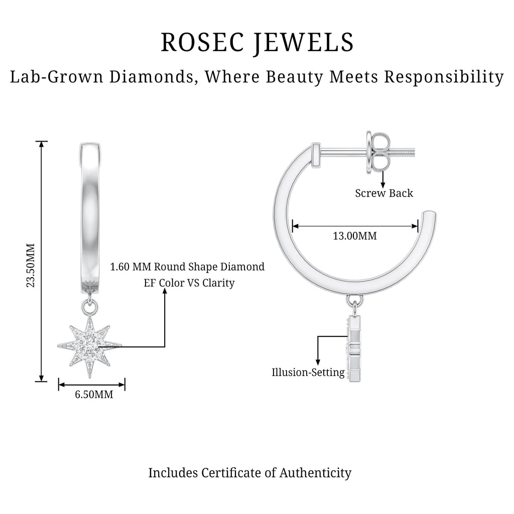 Certified Diamond Star Drop Earrings