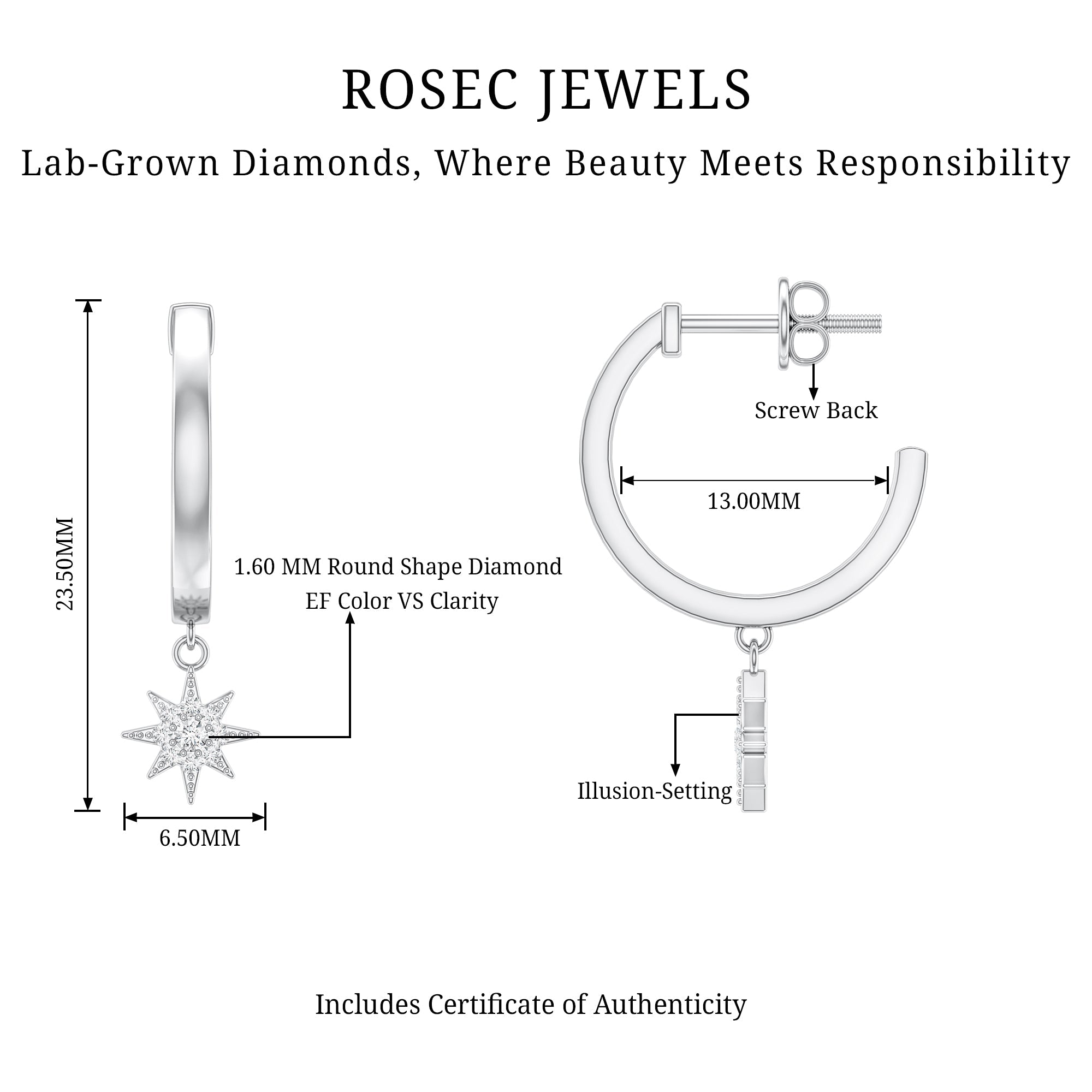 Certified Diamond Star Drop Earrings