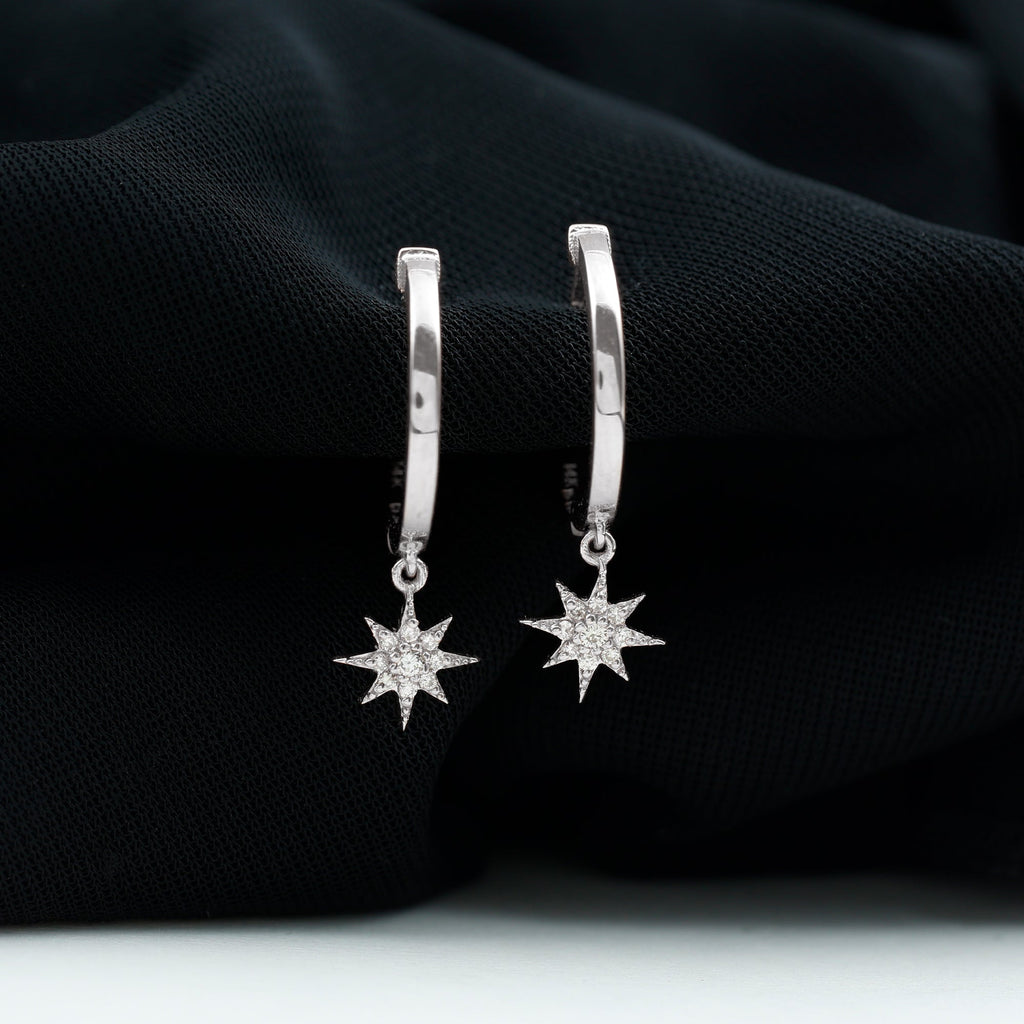Certified Diamond Star Drop Earrings