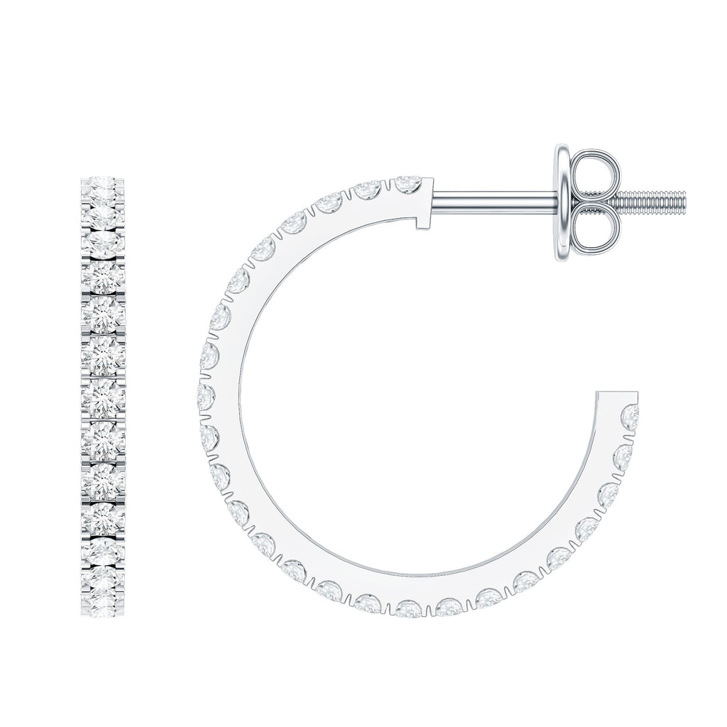 Round Shaped Diamond Hoop Earrings