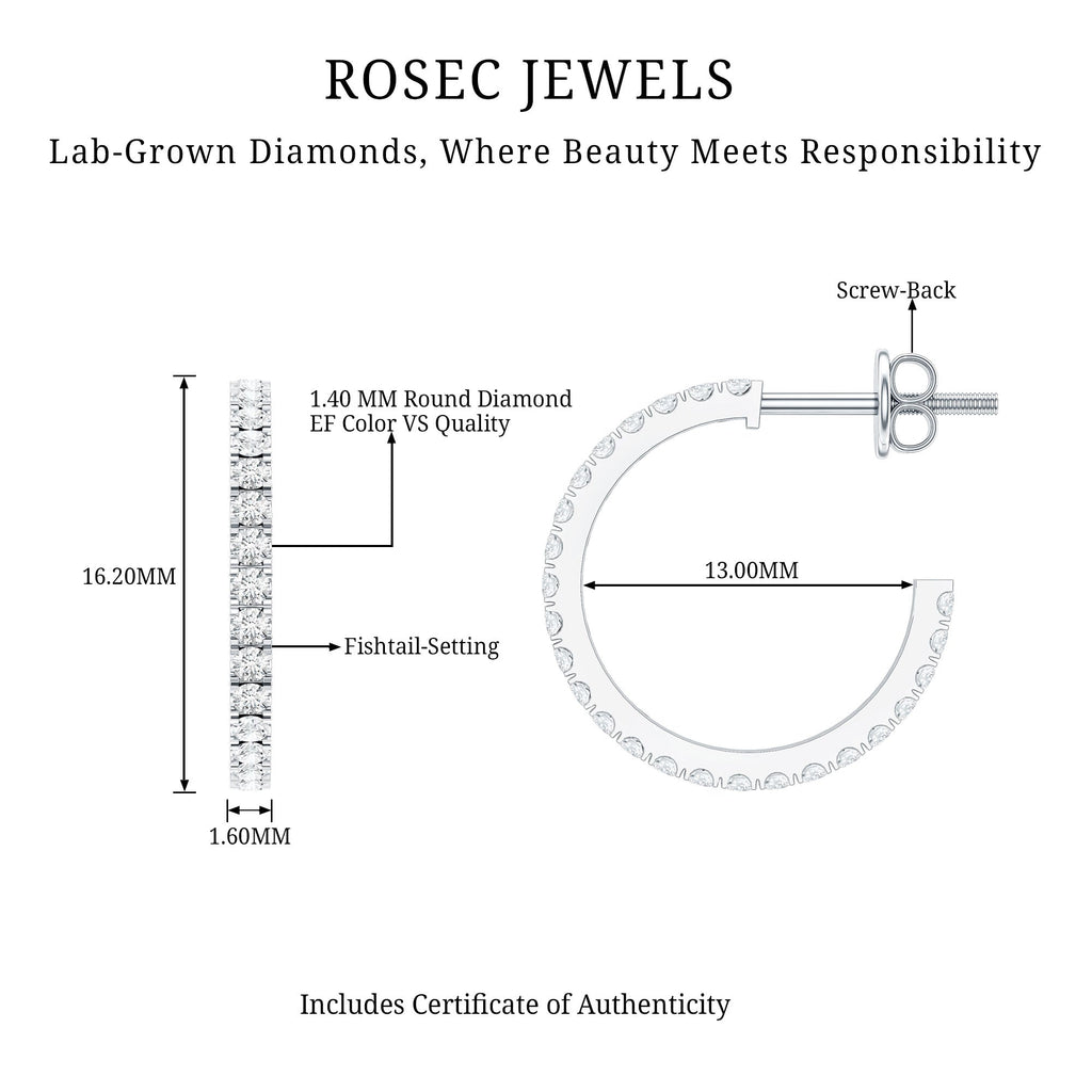 Round Shaped Diamond Hoop Earrings