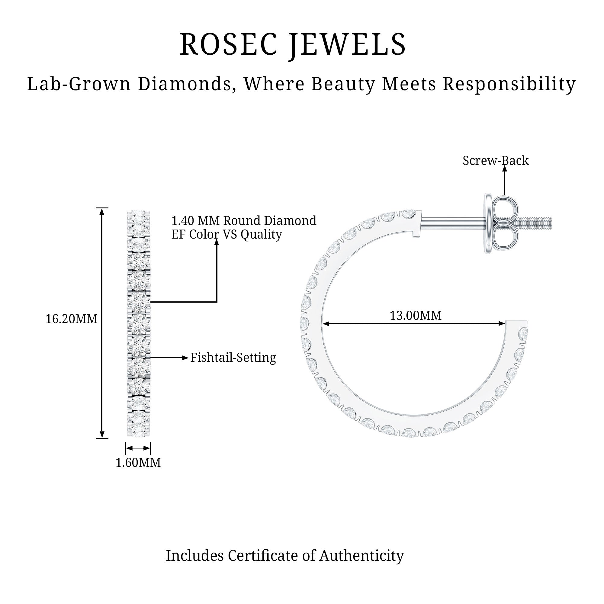 Round Shaped Diamond Hoop Earrings