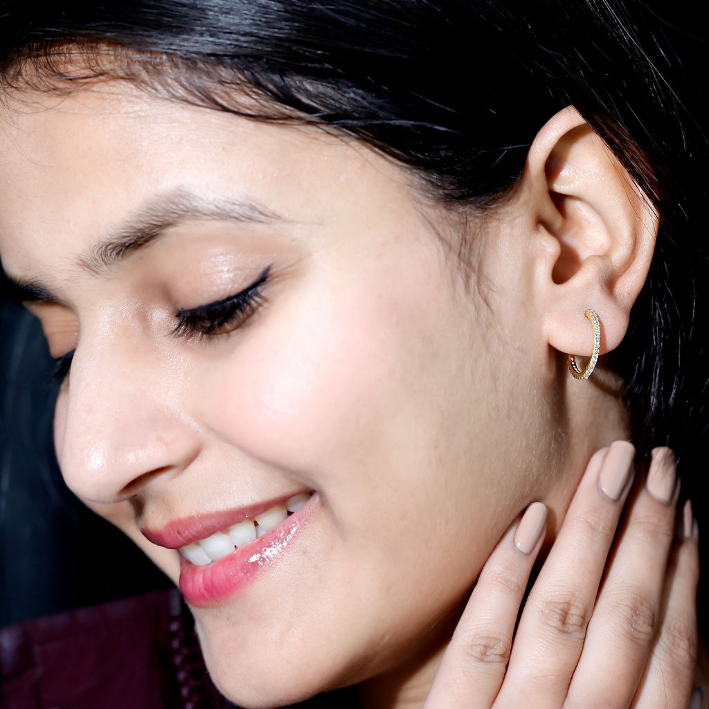 Round Shaped Diamond Hoop Earrings