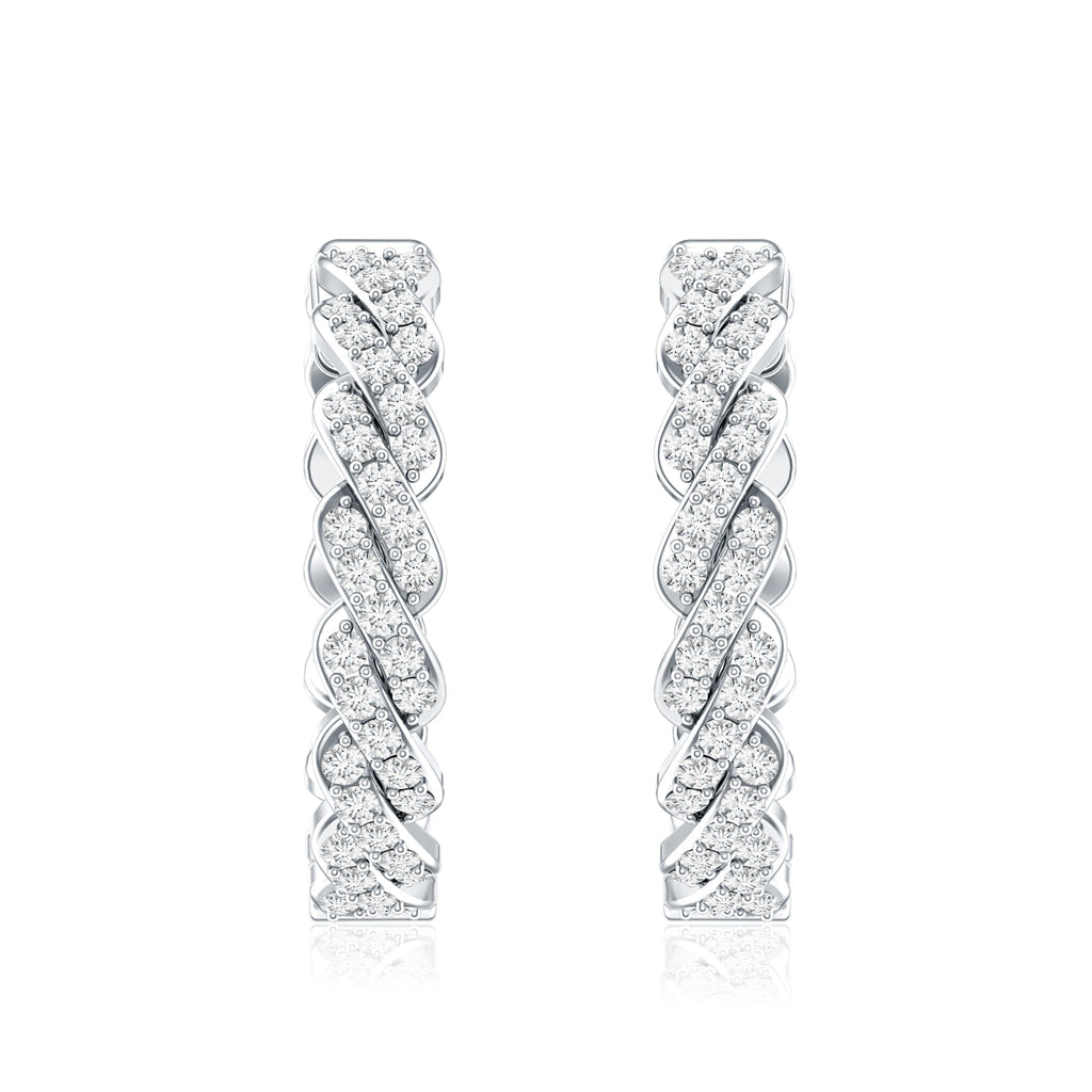 Natural Diamond Twisted Hoop Earrings with Certificate