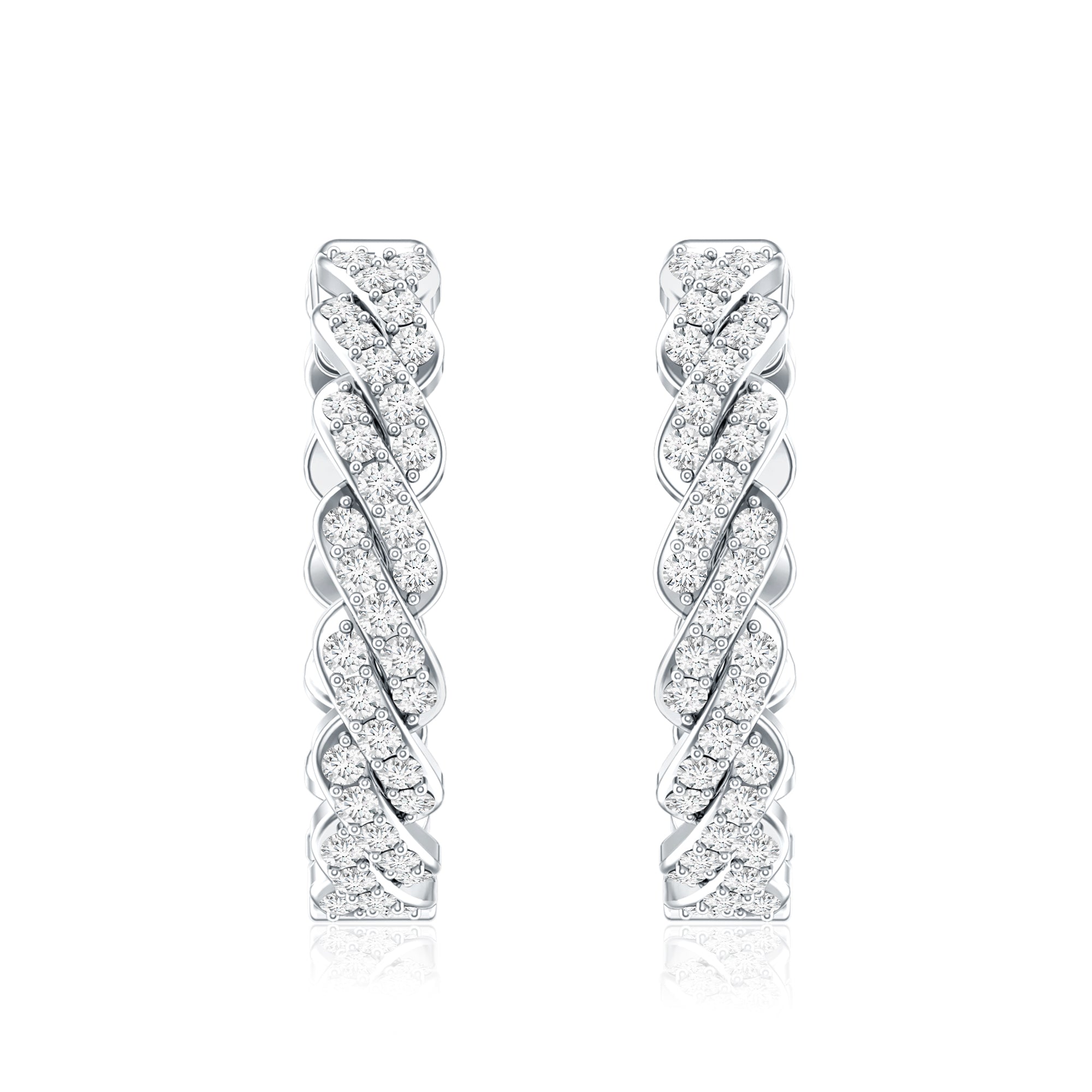 Natural Diamond Twisted Hoop Earrings with Certificate