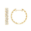 Natural Diamond Twisted Hoop Earrings with Certificate