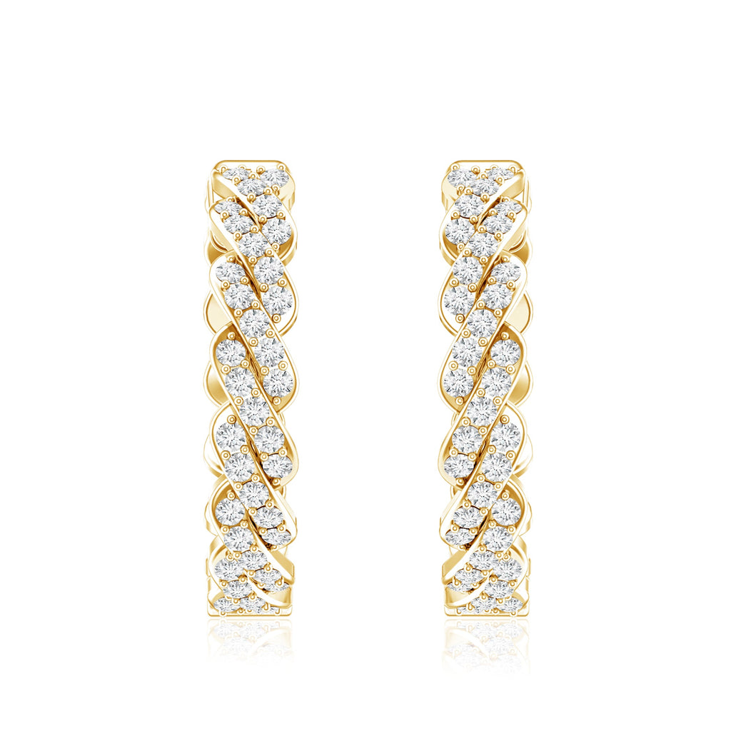 Natural Diamond Twisted Hoop Earrings with Certificate