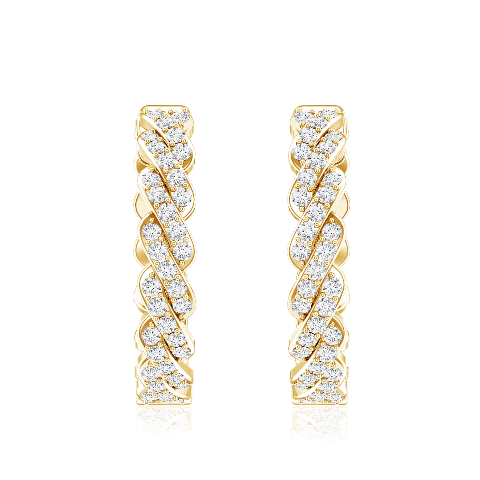Natural Diamond Twisted Hoop Earrings with Certificate