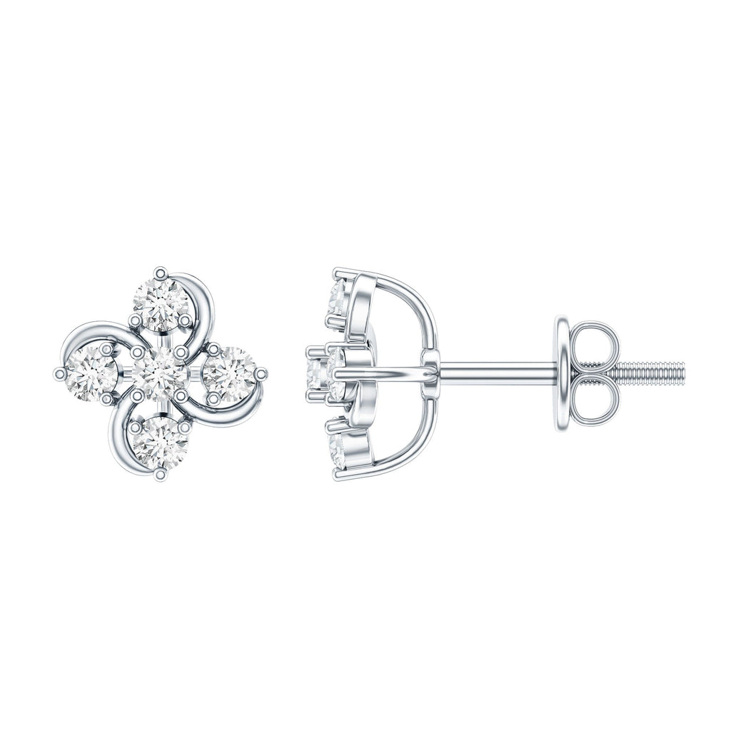 Diamond Flower Cluster Earrings For Women