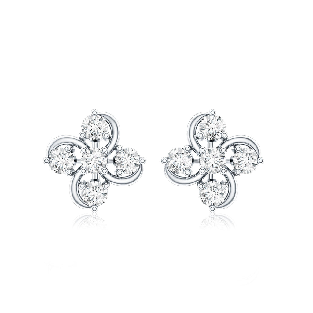 Diamond Flower Cluster Earrings For Women