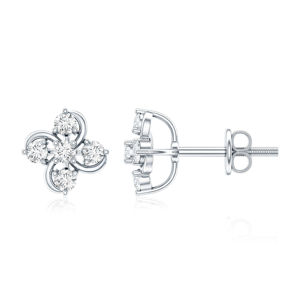 Diamond Flower Cluster Earrings For Women