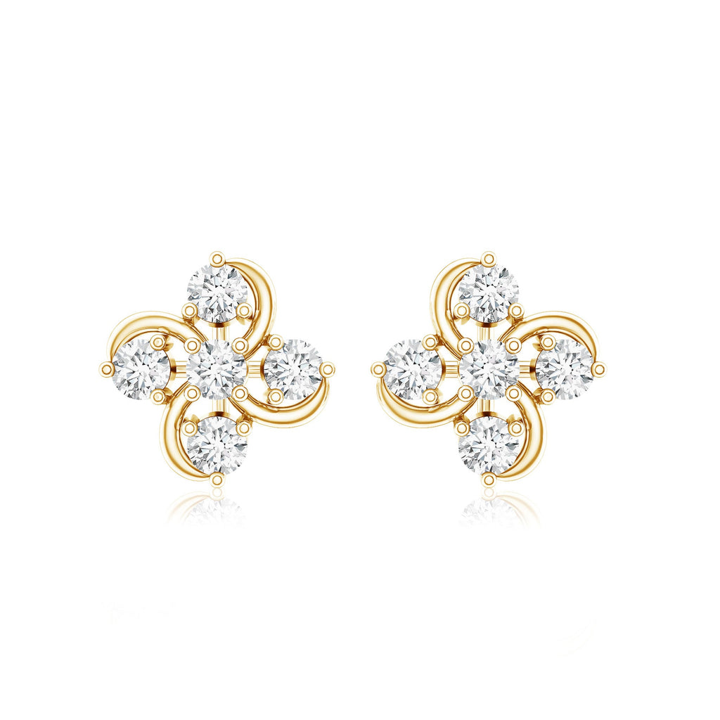 Diamond Flower Cluster Earrings For Women