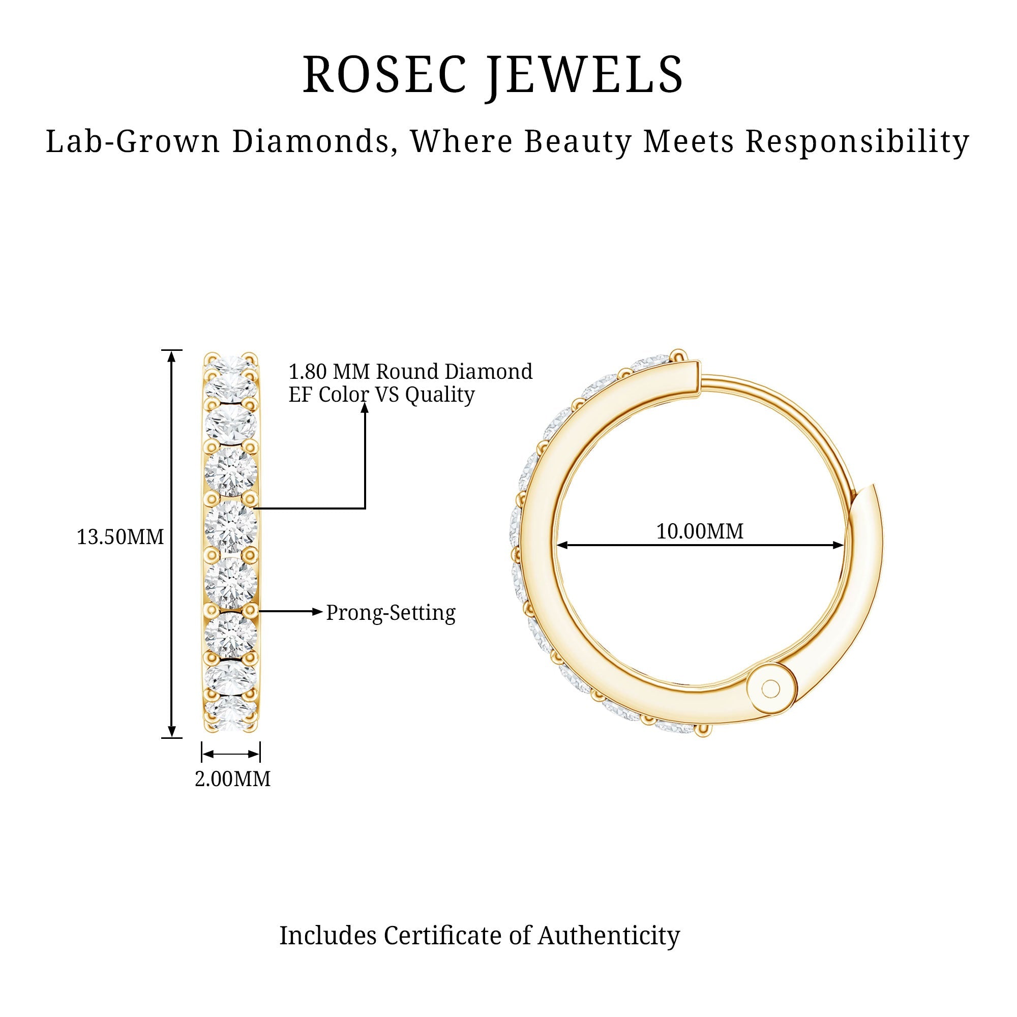 Certified Diamond Small Hoop Earrings