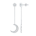 Certified Diamond Star and Moon Chain Earrings