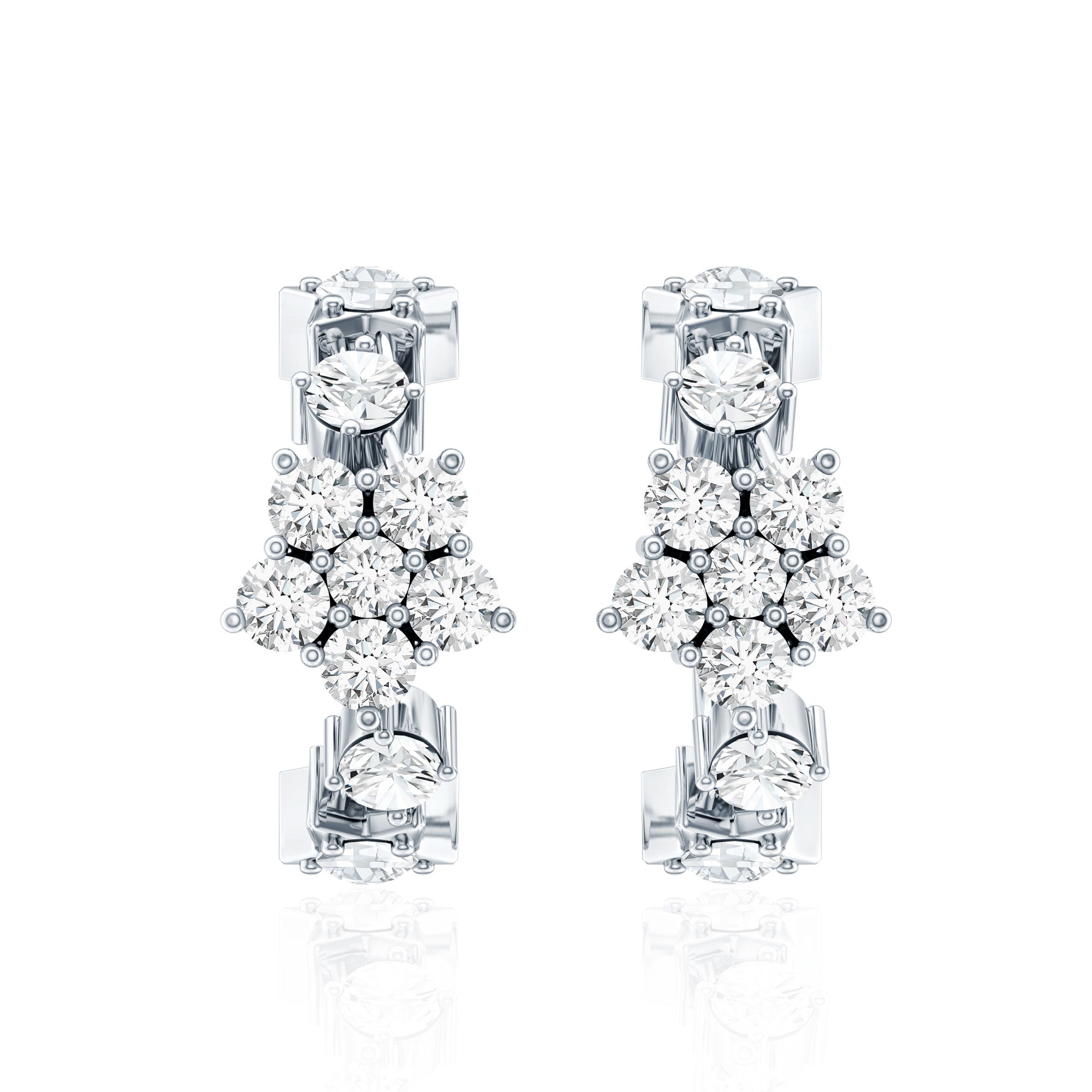 Certified Diamond Flower Hoop Earrings For Women