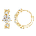 Certified Diamond Flower Hoop Earrings For Women