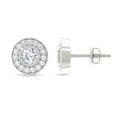 Round Moissanite Halo Stud Earrings for Women