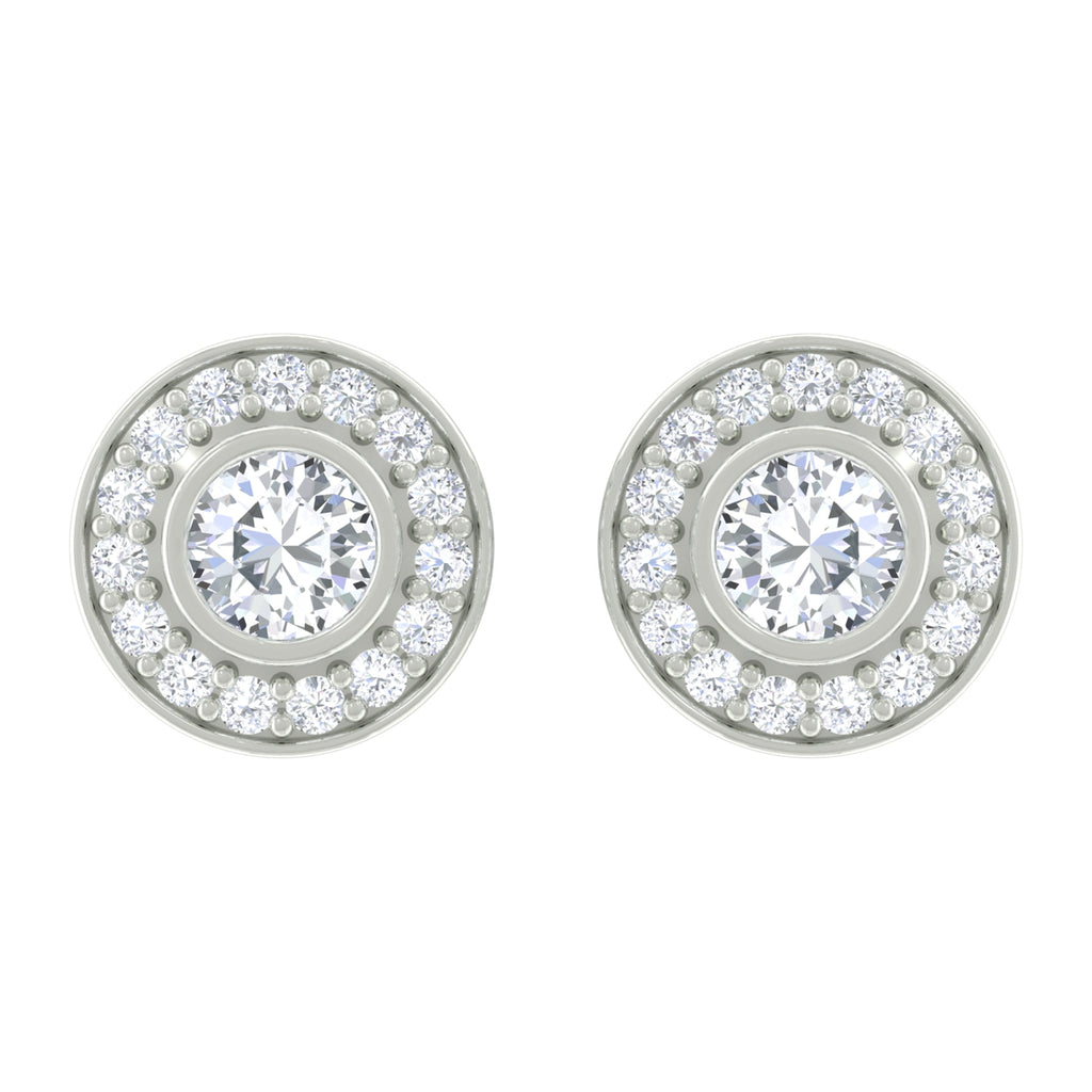 Round Moissanite Halo Stud Earrings for Women