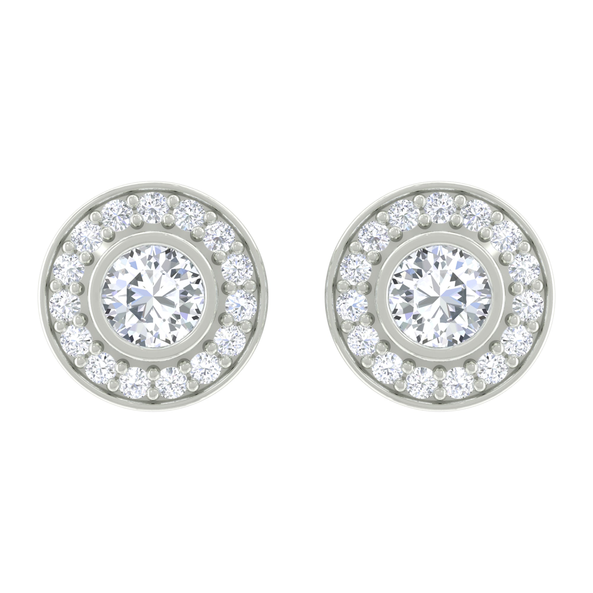 Round Moissanite Halo Stud Earrings for Women