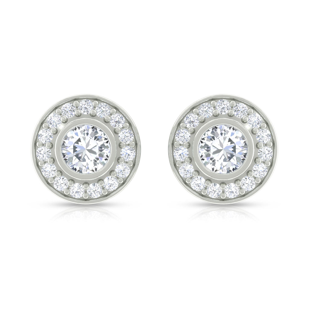 Round Moissanite Halo Stud Earrings for Women