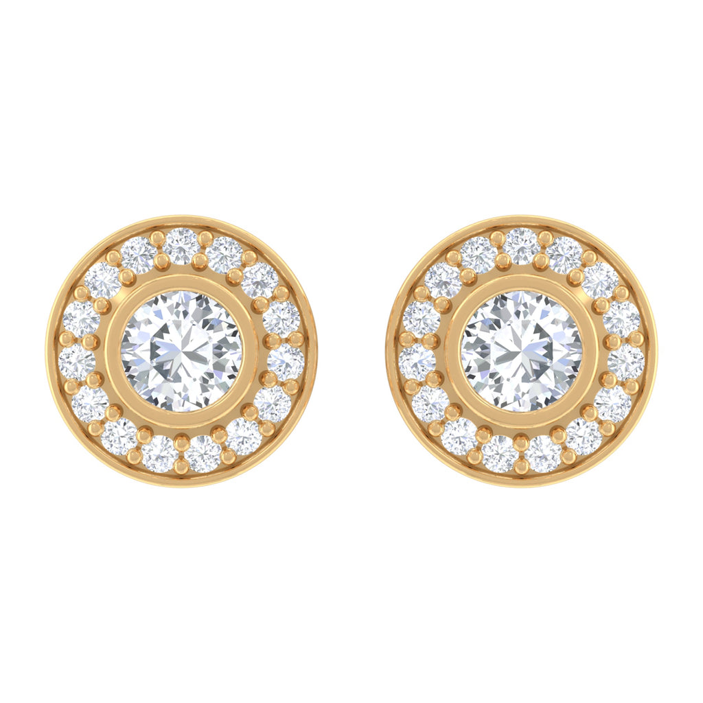 Round Moissanite Halo Stud Earrings for Women