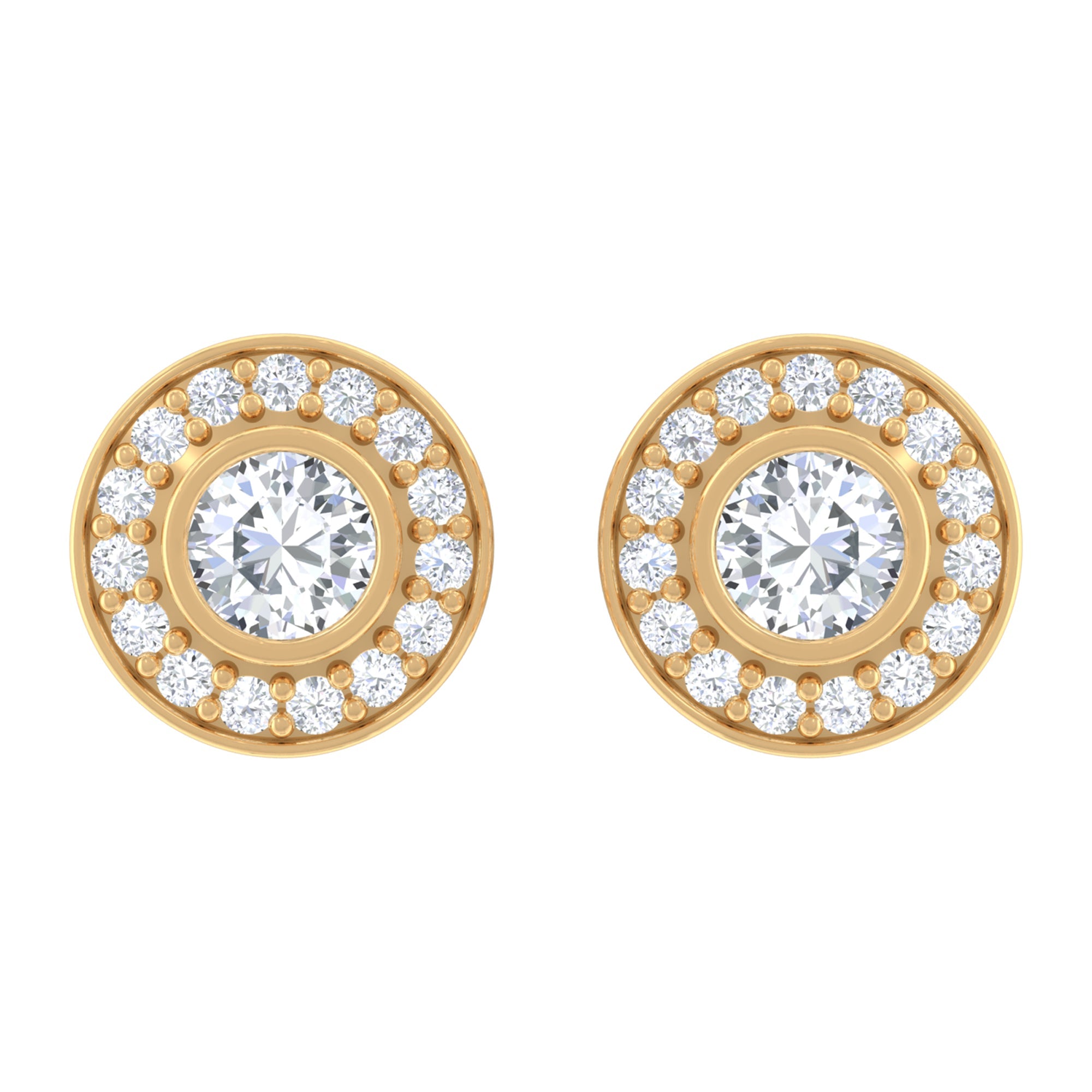 Round Moissanite Halo Stud Earrings for Women
