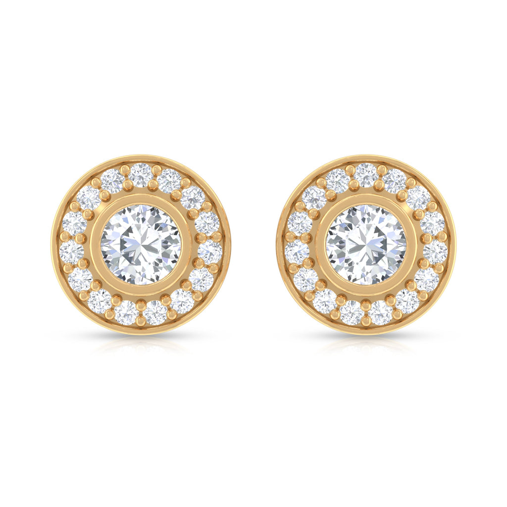 Round Moissanite Halo Stud Earrings for Women