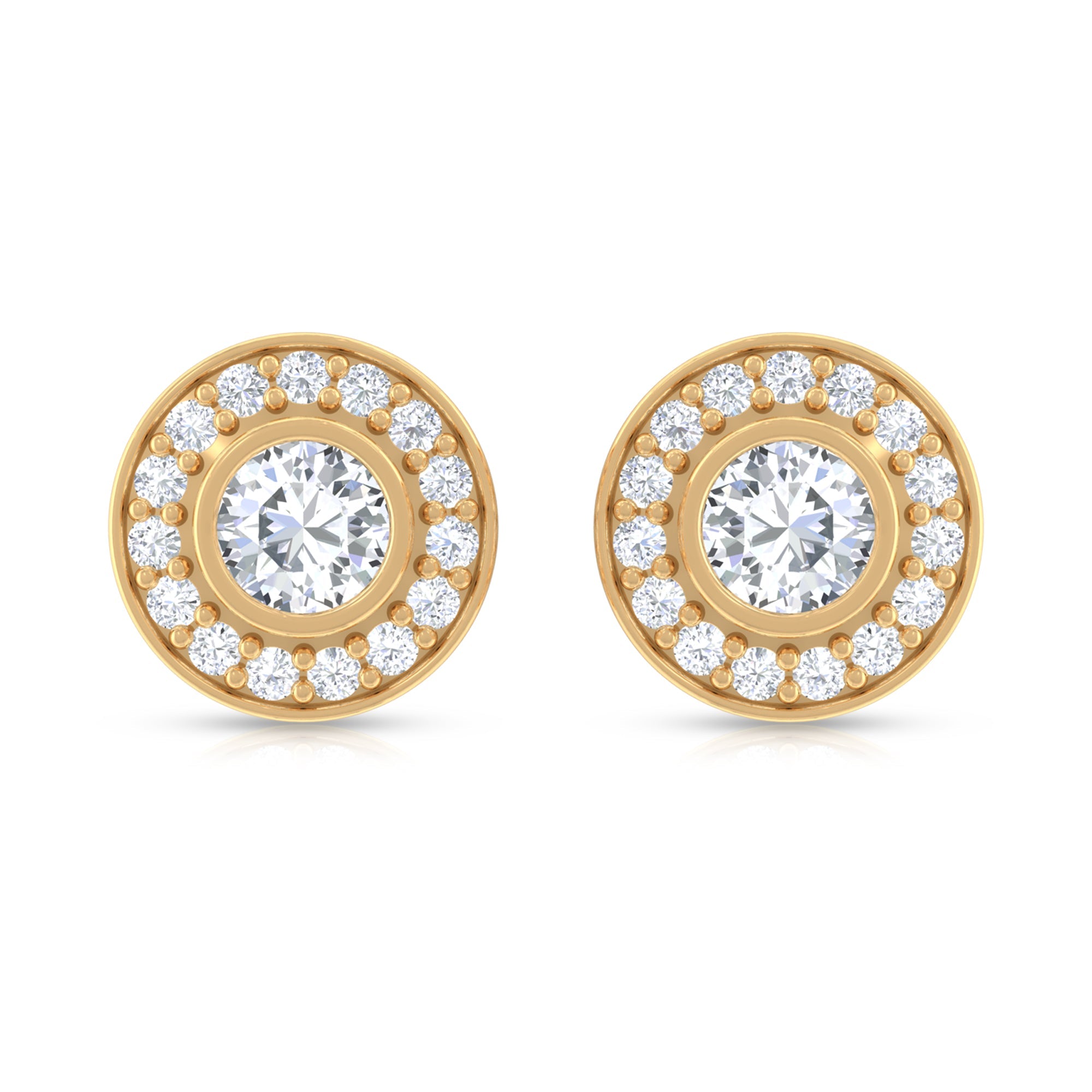 Round Moissanite Halo Stud Earrings for Women