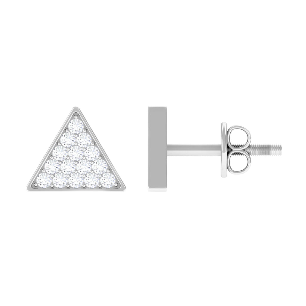 Genuine Diamond Triangle Stud Earrings