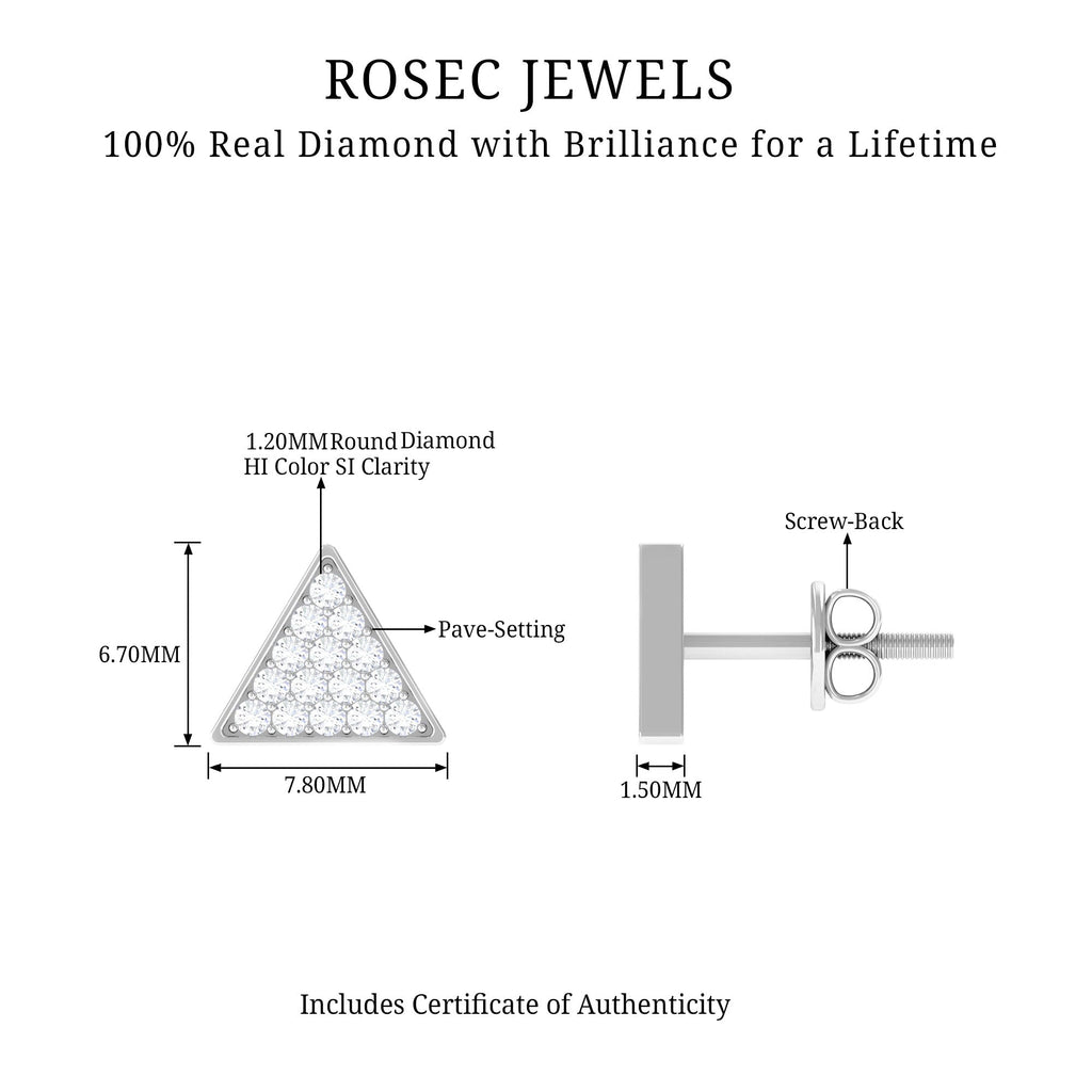 Genuine Diamond Triangle Stud Earrings
