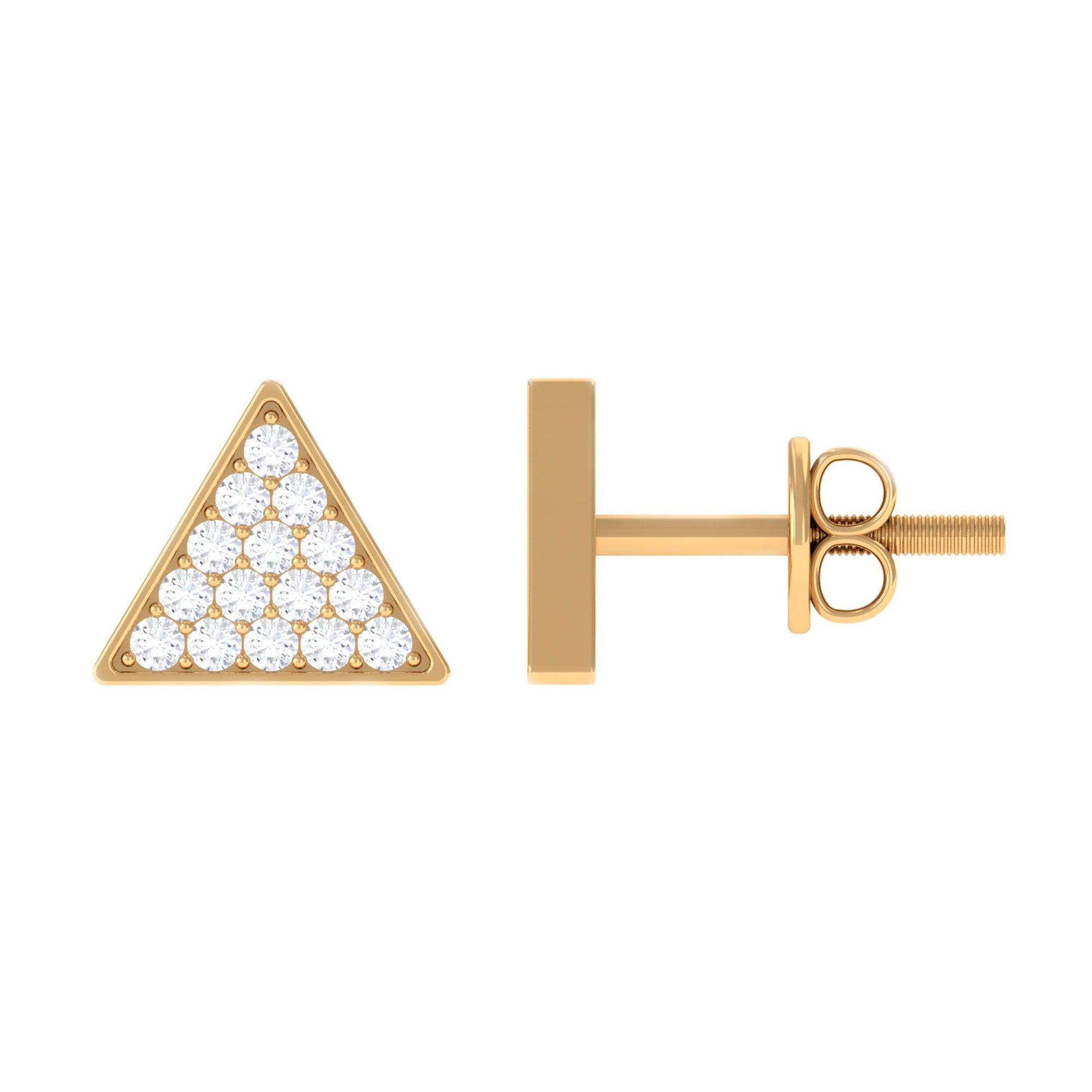 Genuine Diamond Triangle Stud Earrings