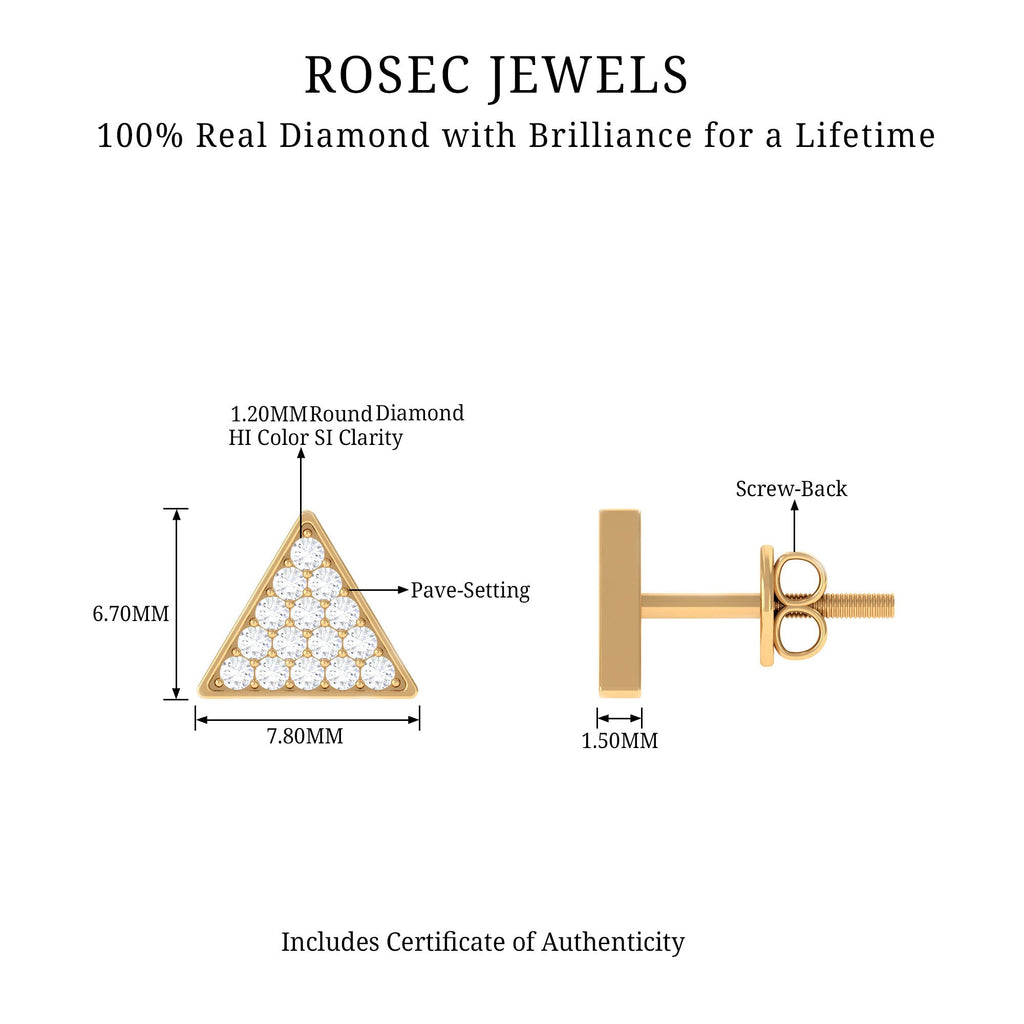 Genuine Diamond Triangle Stud Earrings