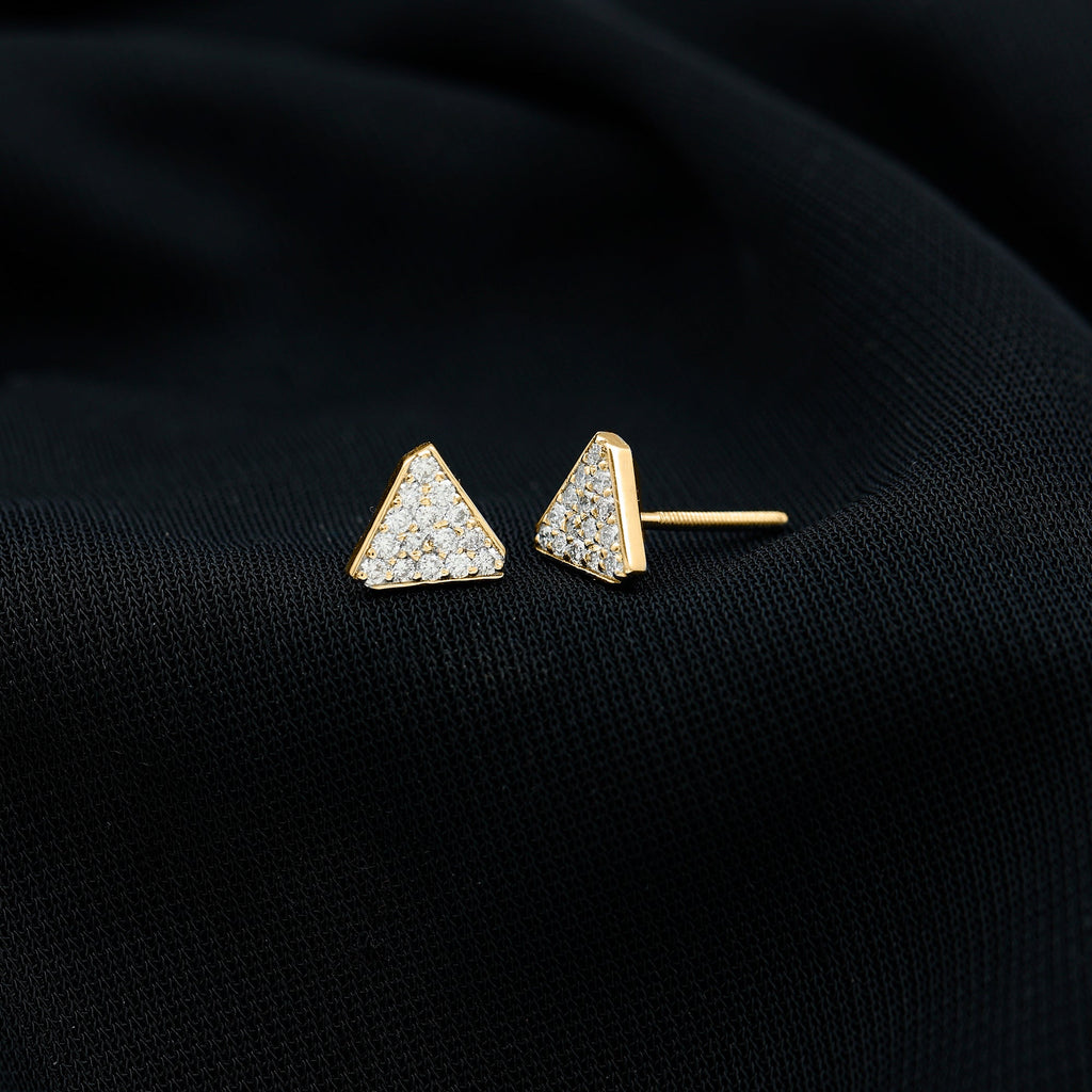 Genuine Diamond Triangle Stud Earrings