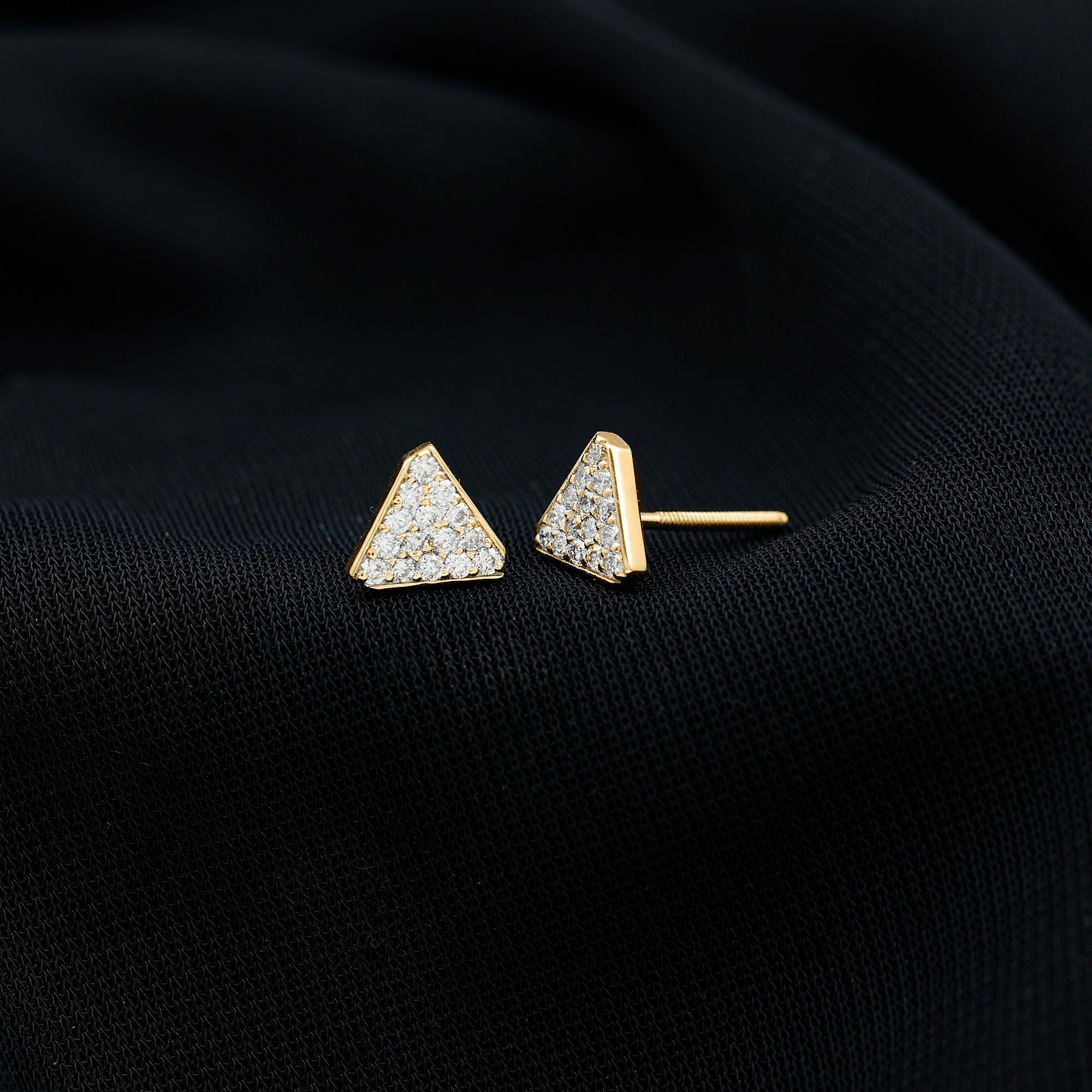 Genuine Diamond Triangle Stud Earrings
