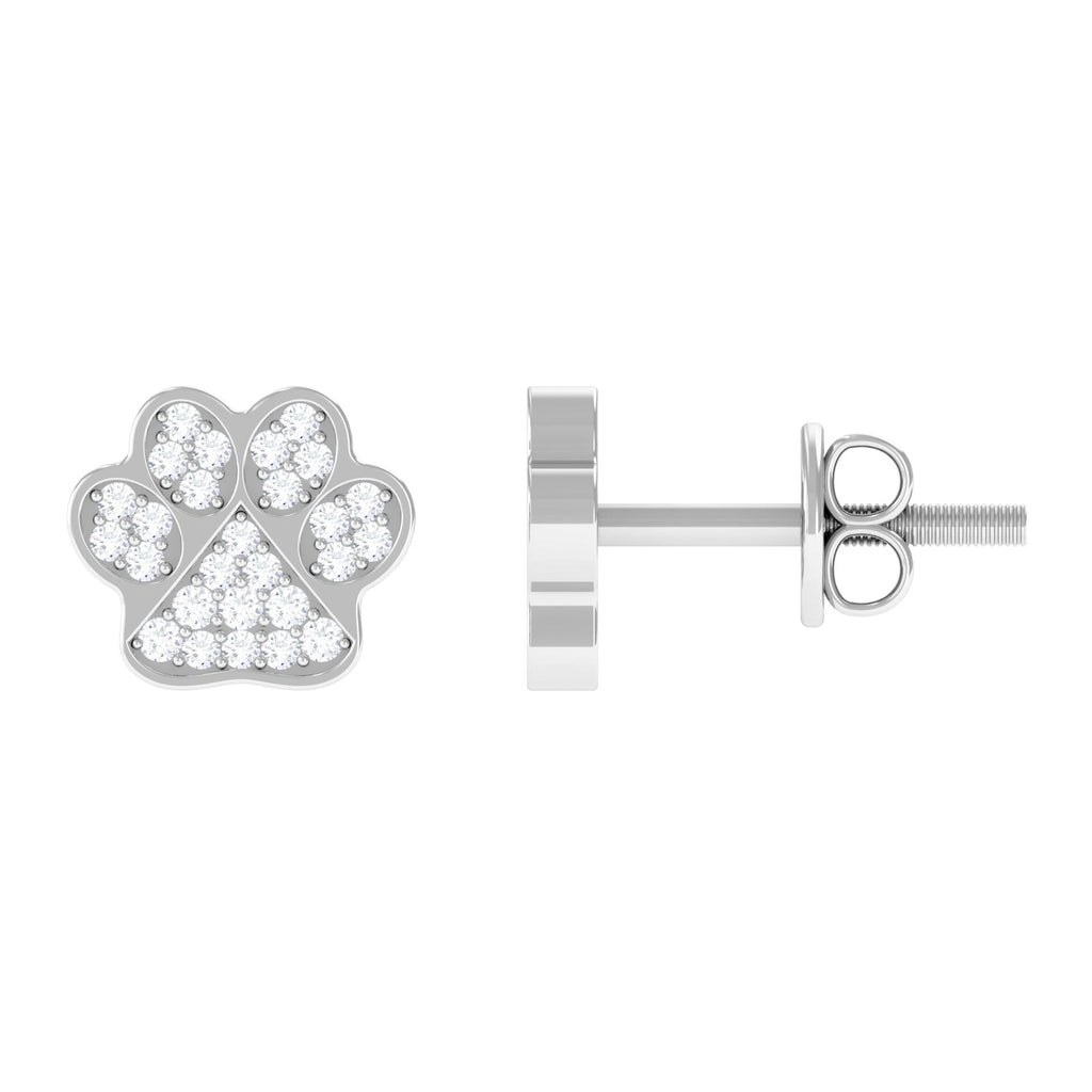 Real Diamond Cute Paw Stud Earrings