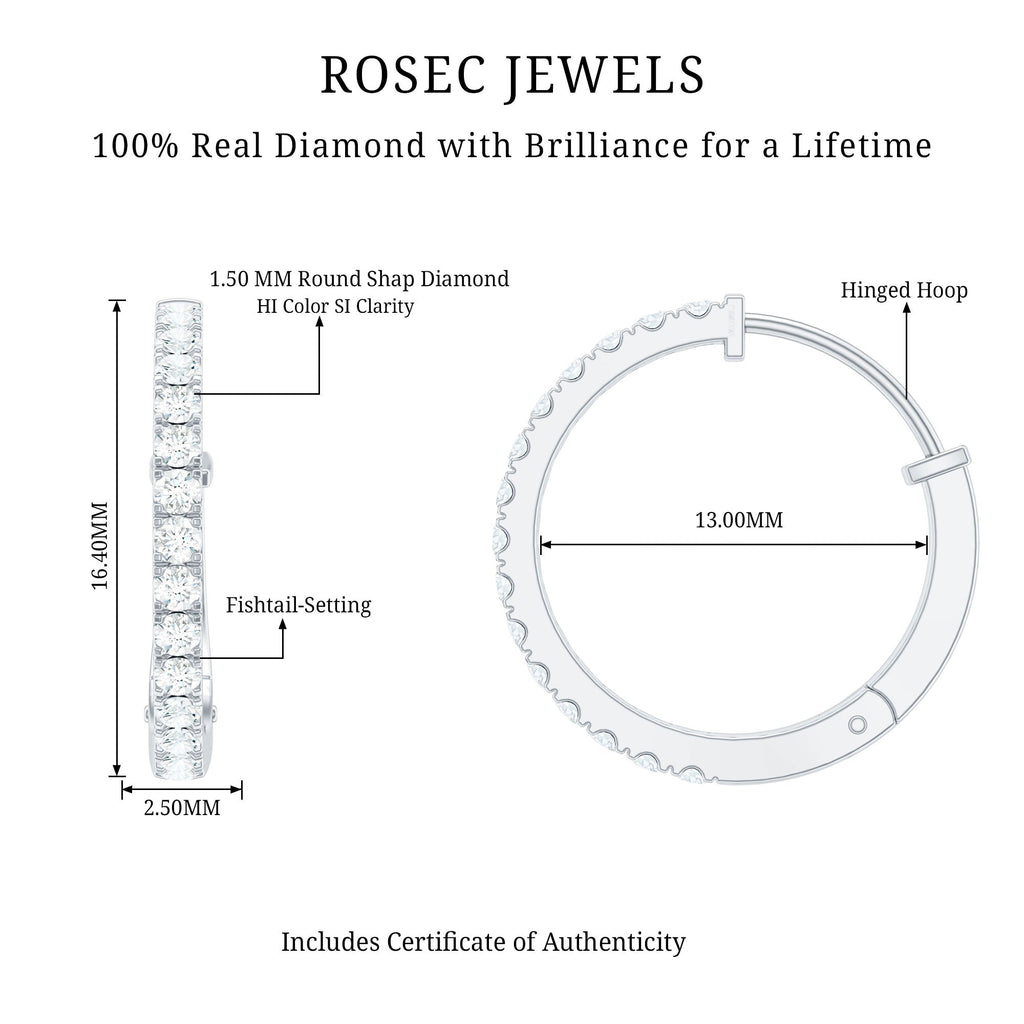 Natural Diamond Hoop Earrings For Women