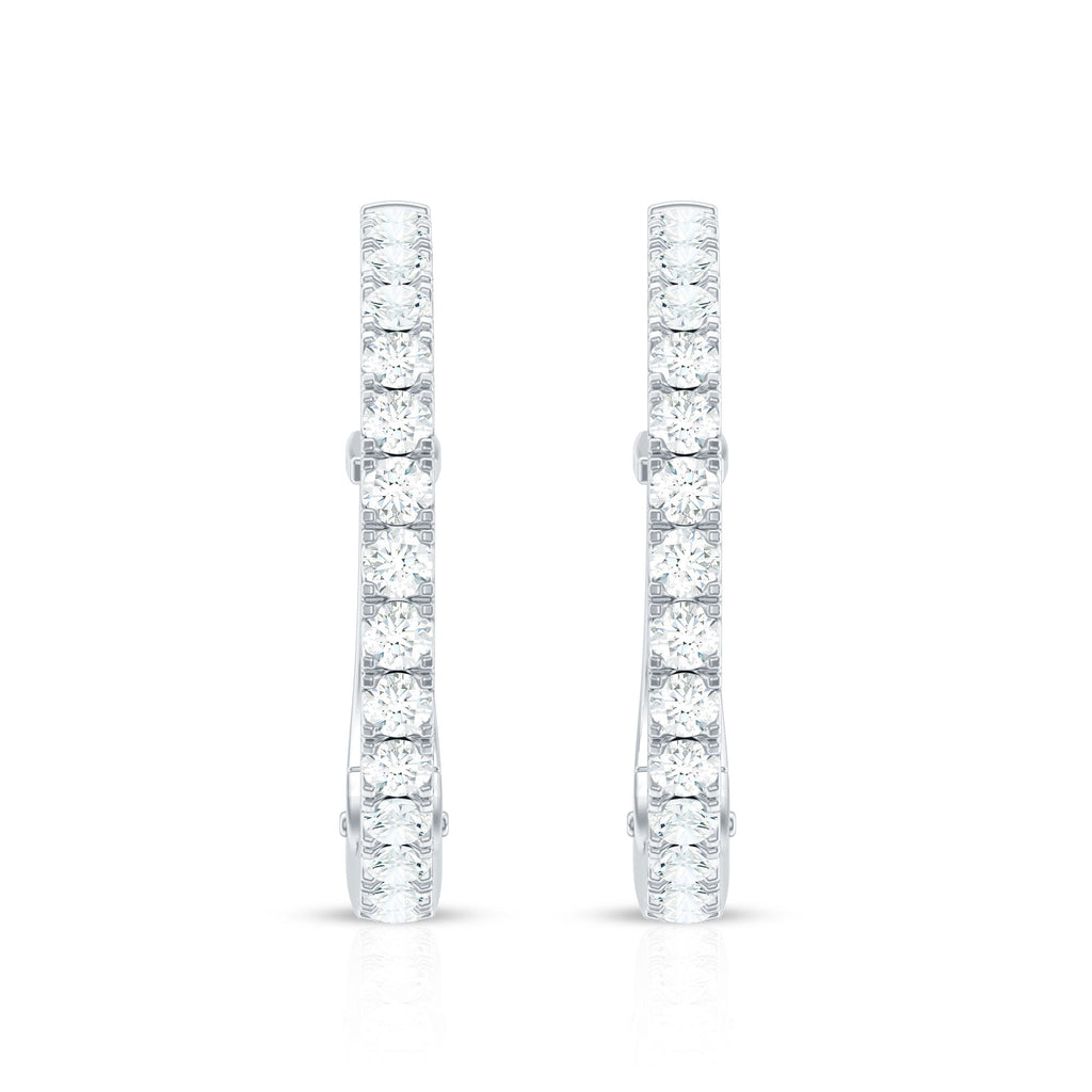 Natural Diamond Hoop Earrings For Women