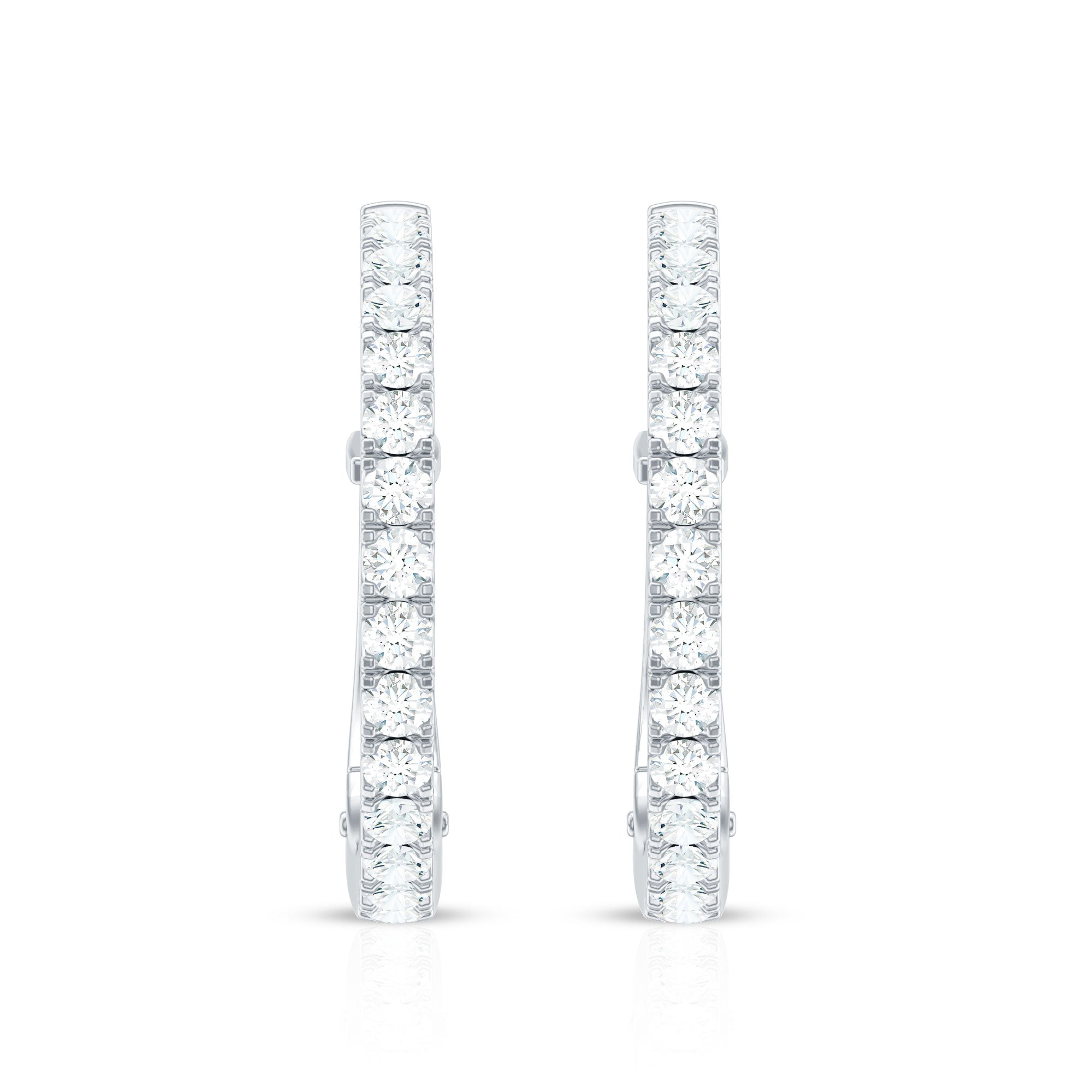 Natural Diamond Hoop Earrings For Women