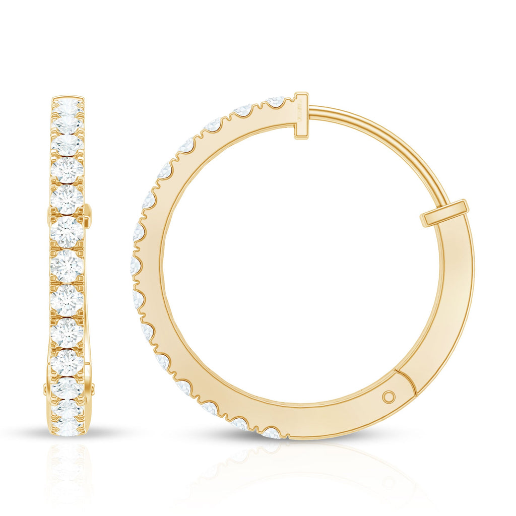 Natural Diamond Hoop Earrings For Women