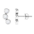 Bezel Set Round Moissanite Three Stone Stud Earrings