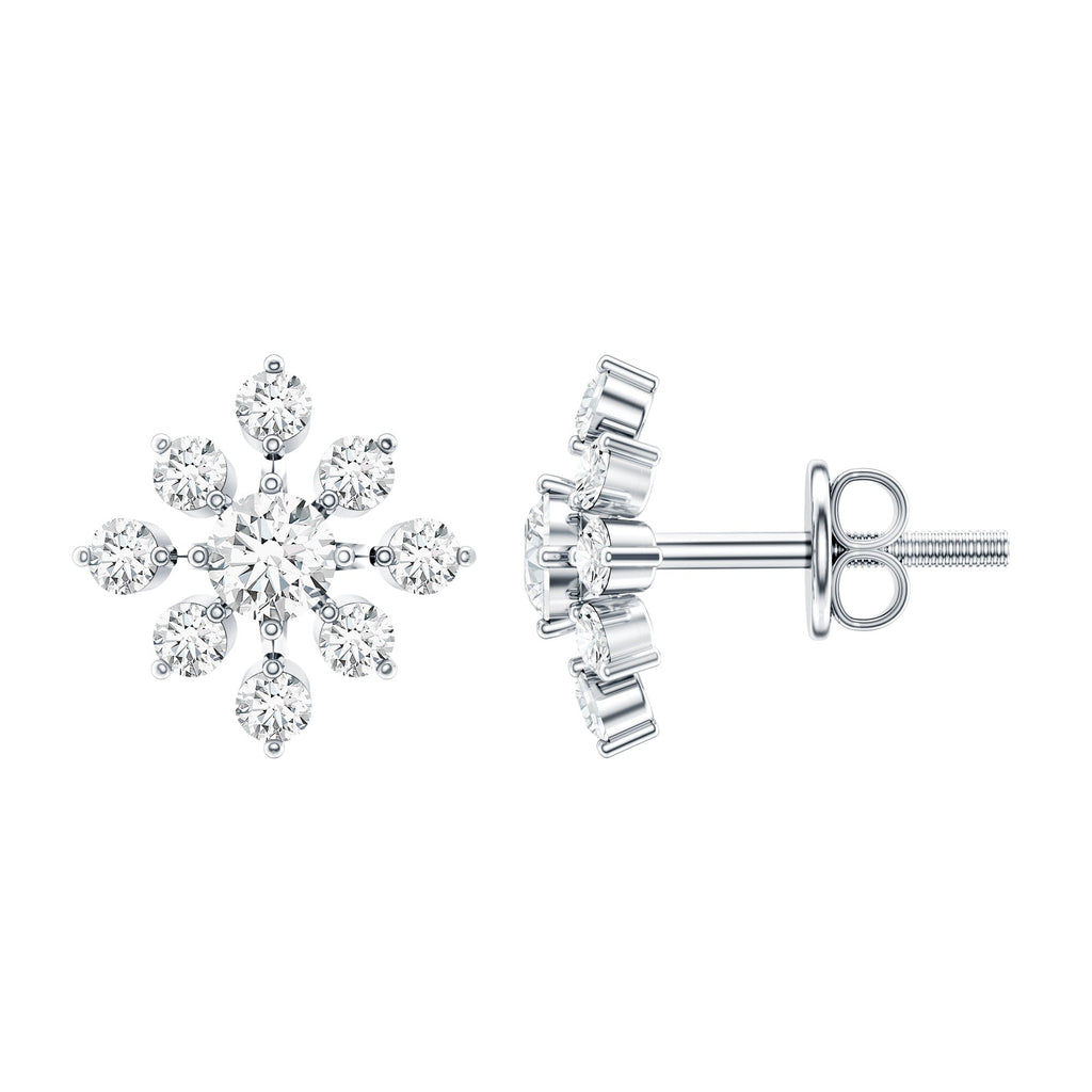 Certified Moissanite Floral Stud Earrings for Women