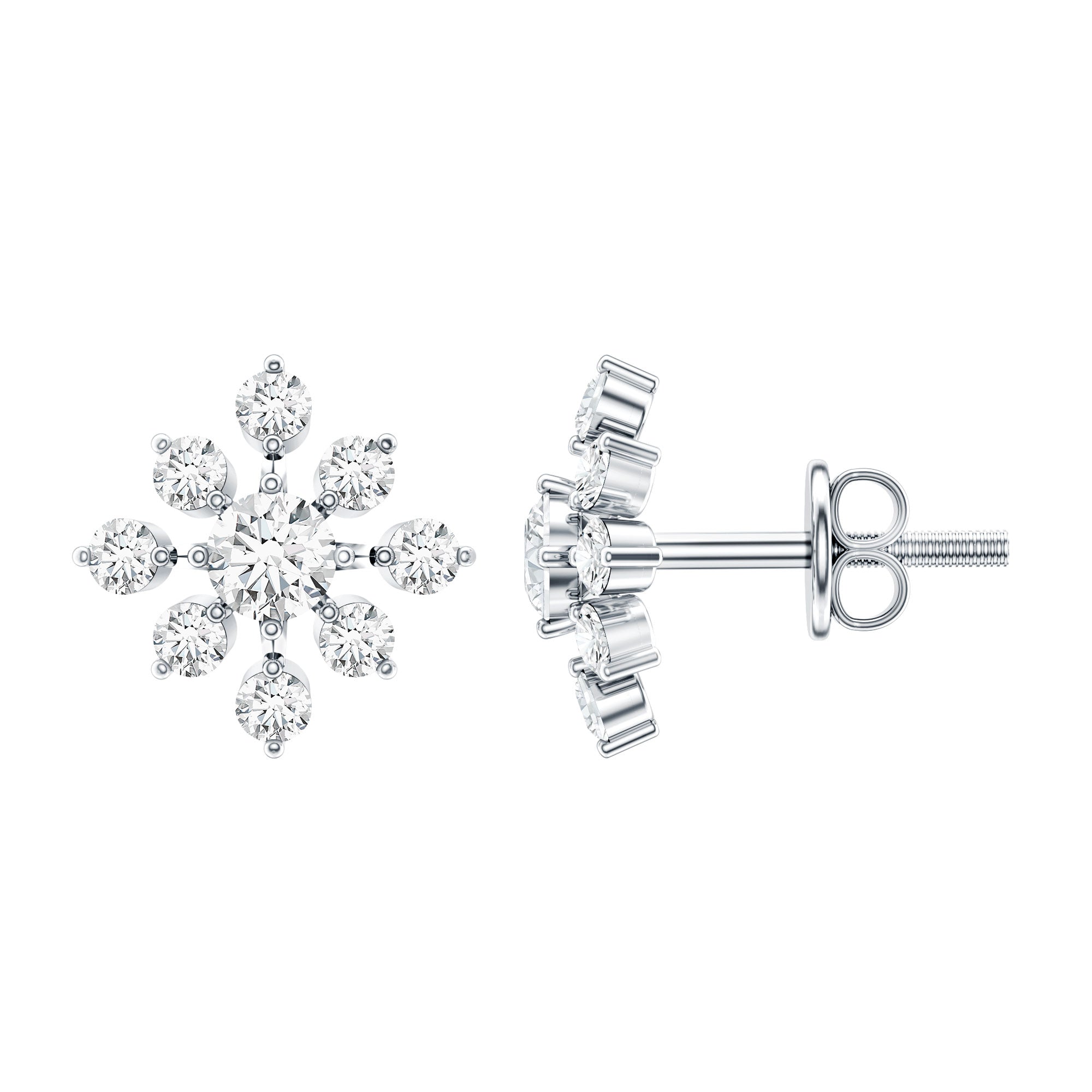 Certified Moissanite Floral Stud Earrings for Women